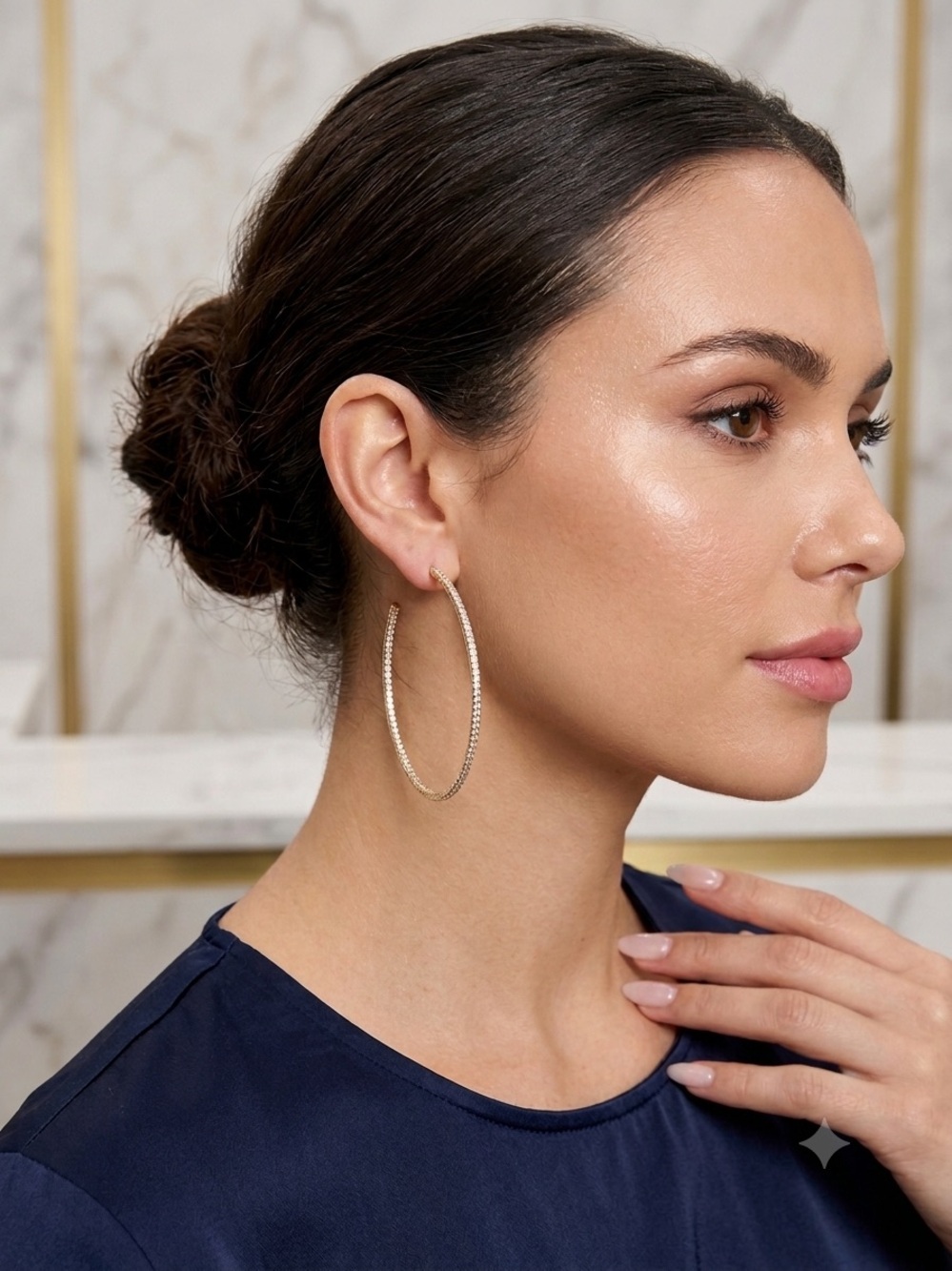 99. House of Harlow 1960 Cubiz Zirconia  Gold Hoop Earrings